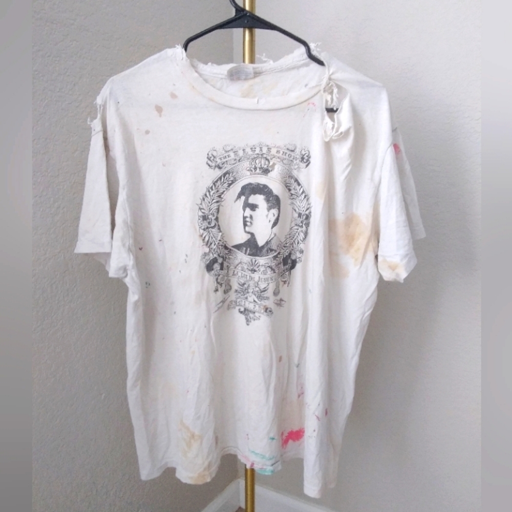 Vintage Graphic Tee 80s Elvis La Luz Hollywood Art Gallery Thrashed XL - Picture 7 of 9